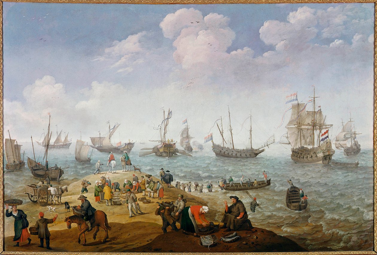 Pintura de Cena de Pesca de Adam Willaerts (1577-1664) Coleção particular do século XVII de Adam Willaerts