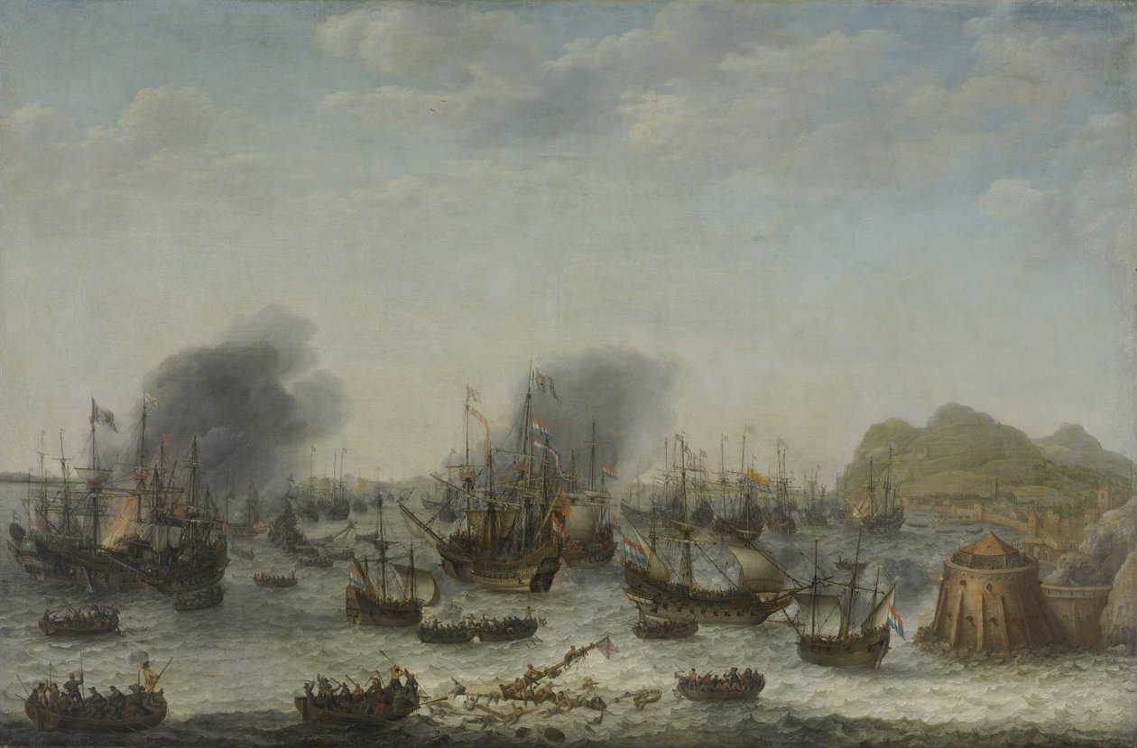 Batalha naval perto de Gibraltar em 25 de abril de 1607, 1639 de Adam Willaerts