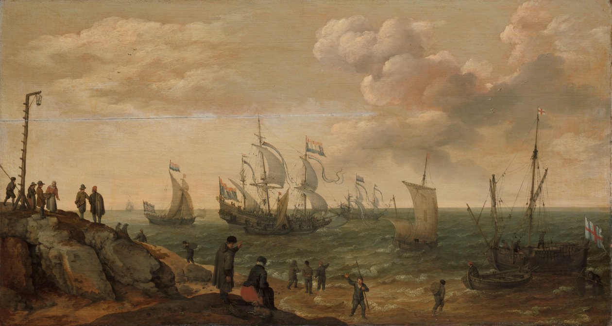 Navios ao largo de uma costa de Adam Willaerts
