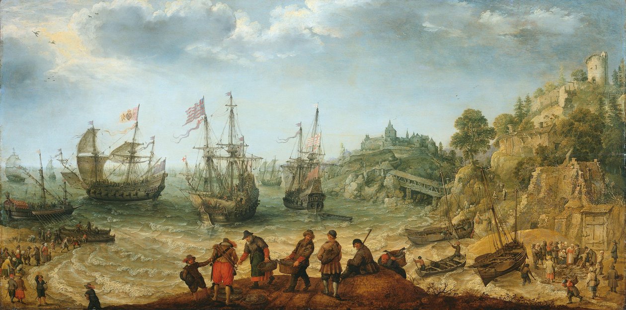 Navios ao largo de uma Costa Rochosa de Adam Willaerts