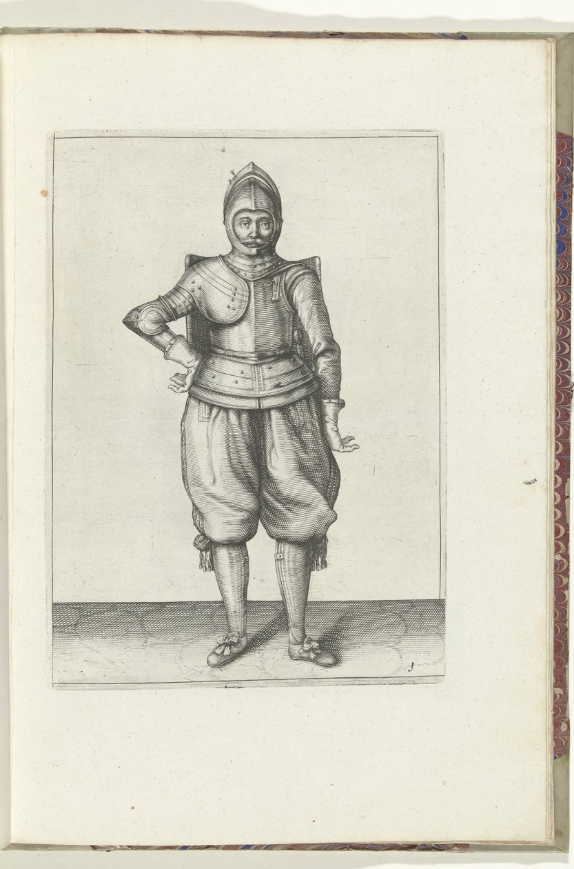 O exercício com a carga e o espadim: o soldado em repouso com a carga nas costas (n.º 1), 1618
De Nassausche Wapen-Handelinge, van Schilt, Spies, Rappier ende Targe : beyde figuerlick afgebebeelt, ende gestelt na de nieuwe ordening [van] (...) Maurits van de Adam van Breen