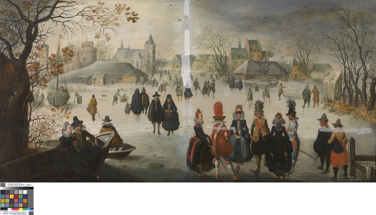 Alemão: Paisagem de inverno com patinadores paisagem de inverno com patinagem de Adam van Breen