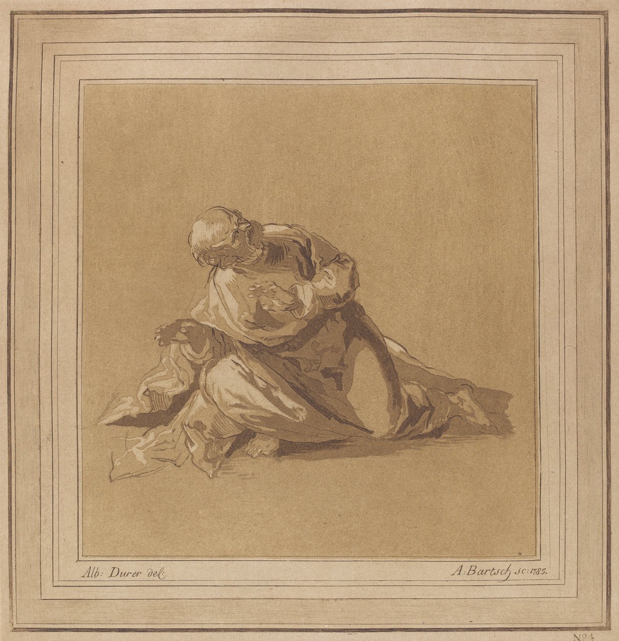 Um Apóstolo Agachado São Pedro, 1785. de Adam von Bartsch