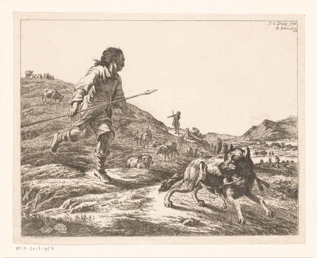 Pastor persegue um lobo de Adam von Bartsch