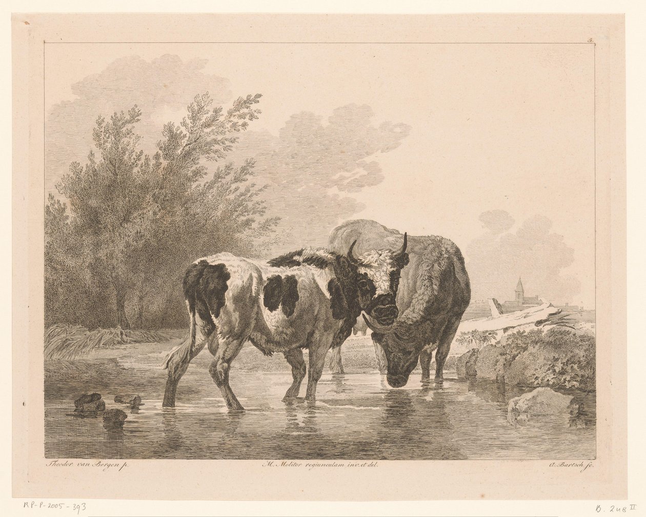 Duas vacas num ribeiro
Animais após pinturas de mestres holandeses (título da série)
Différens animaux gravés d