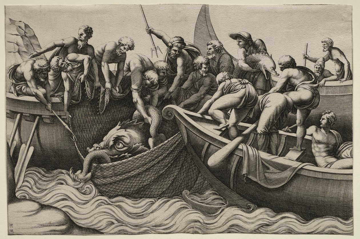 O transporte de peixes monstruosos de Adamo Scultori