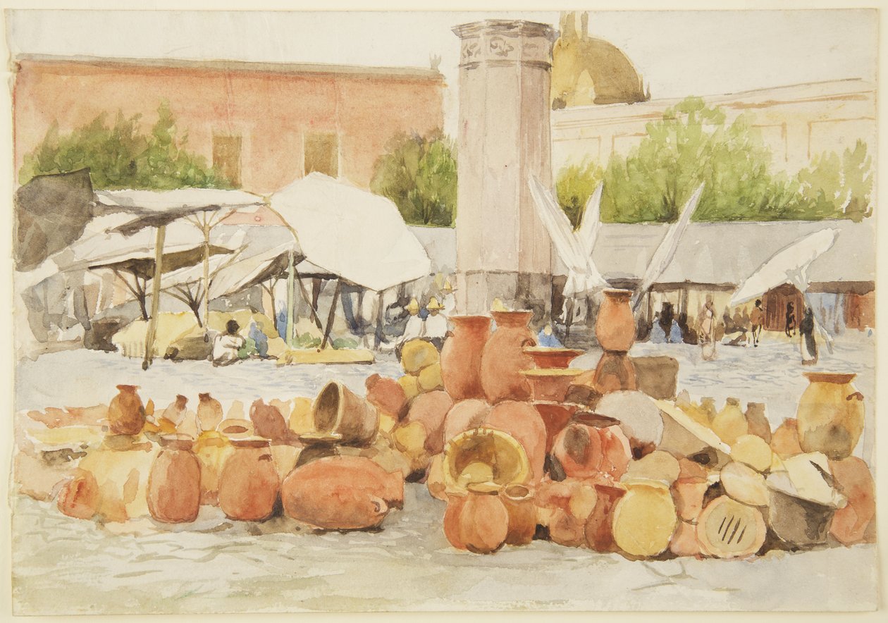 Um mercado no México (aguarela) de Adela Breton