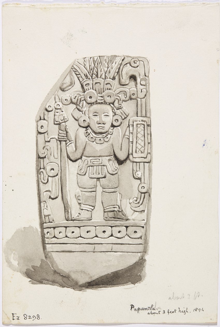 Uma estátua de pedra de Papantla (aguarela) de Adela Breton