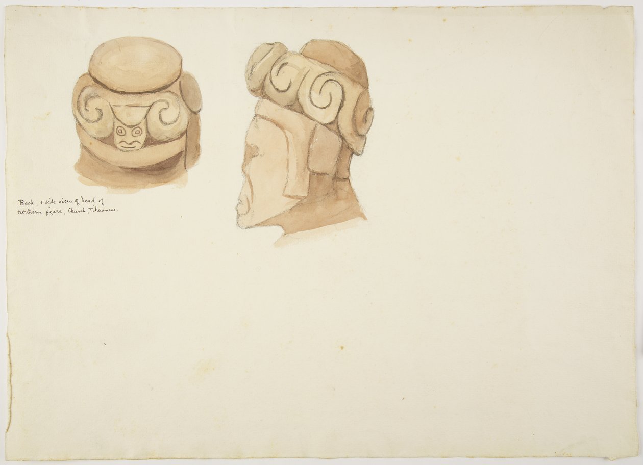 Figura de barro ou pedra de Tiahuanaco (Tiwanaku), Bolívia (aguarela) de Adela Breton