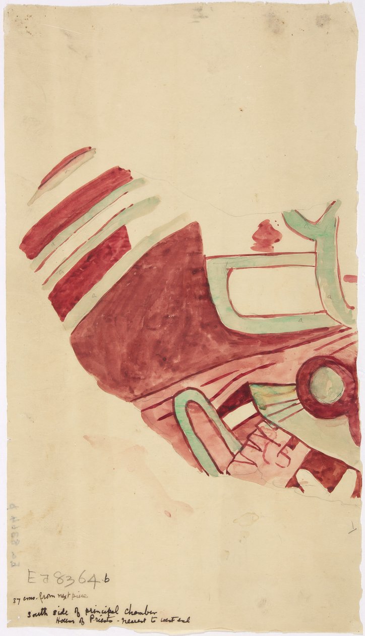 Cópia de um fragmento de uma pintura de parede de Teotihuacan, Estado do México de Adela Breton