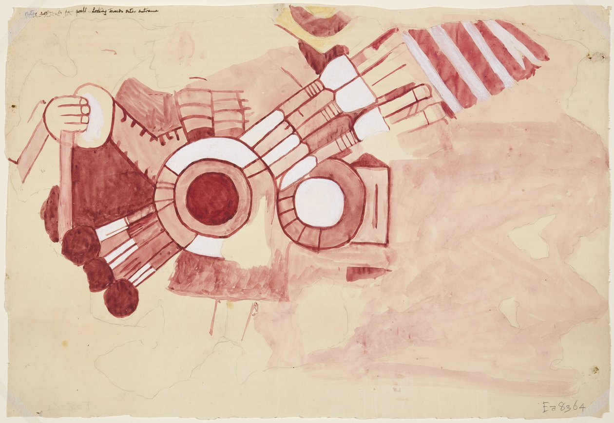 Cópia de um fragmento de pintura da Casa de Barrios, Teopancaxco, Teotihuacan, Estado do México de Adela Breton