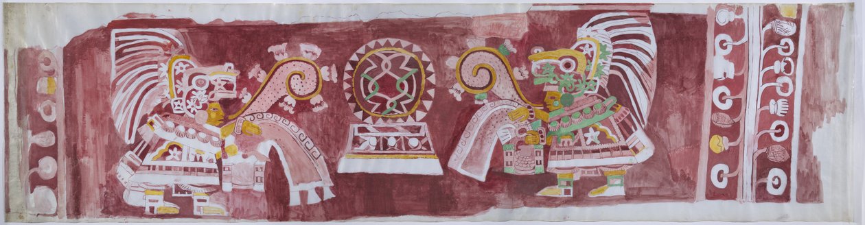 Cópia de uma pintura de parede da Casa de Barrios em Teopancaxco, Teotihuacan, Estado do México de Adela Breton