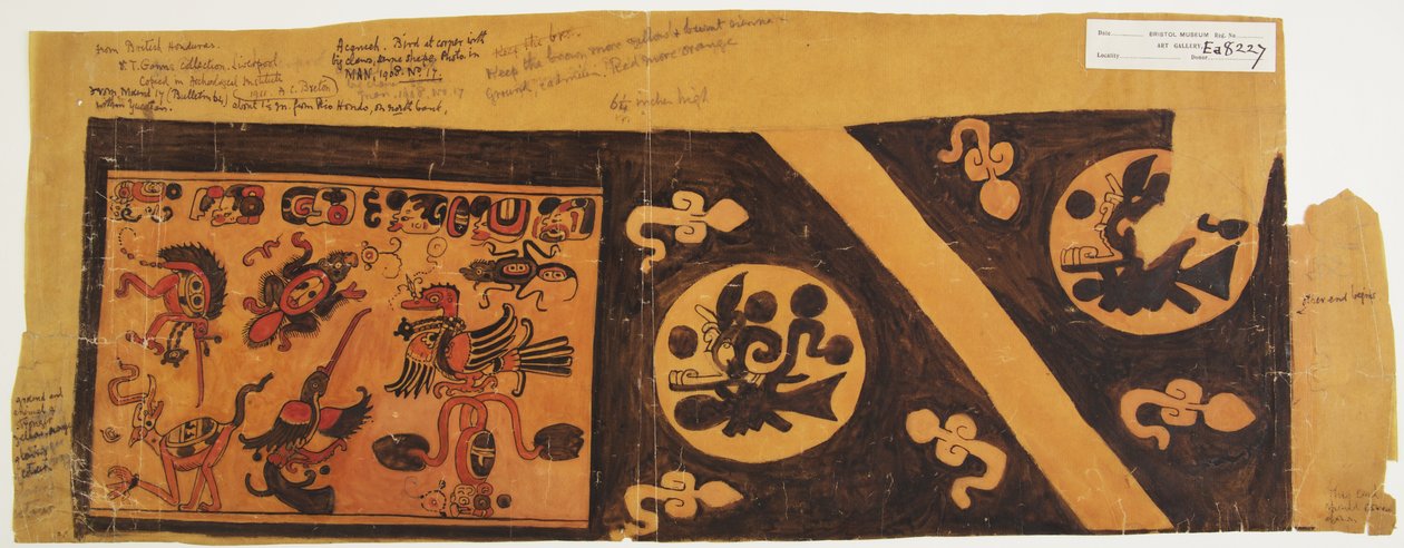 Desenho de um pote das Honduras Britânicas (Belize), Yucatan (aguarela) de Adela Breton