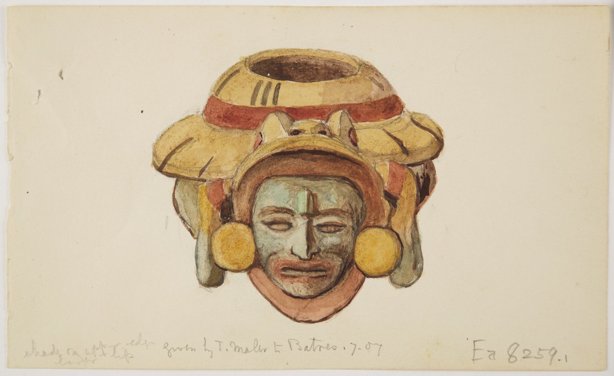 Cinco páginas de desenhos e figuras (aguarela) de Adela Breton