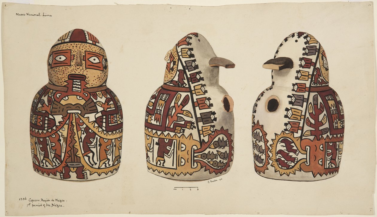 Pote de Nazca, vaso de cerâmica pintada de Adela Breton