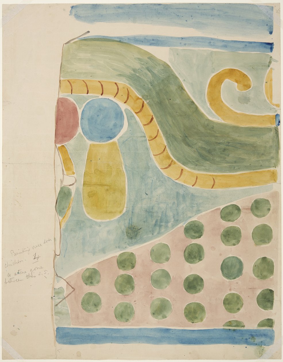 Pintura de parte de um mural retratando um sacrifício humano de cima da porta interior da câmara Templo Superior dos Jaguares, Chichen Itza, México (aquarela) de Adela Breton