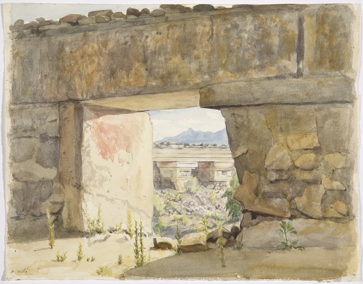 Edifícios em ruínas em Mitla, Oaxaca de Adela Breton