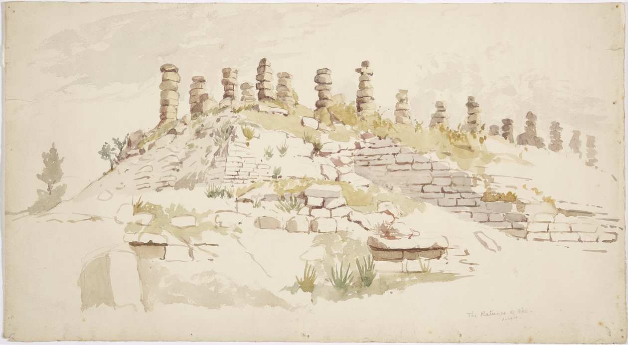 Ruínas em Ake, Yucatan, México (aguarela) de Adela Breton