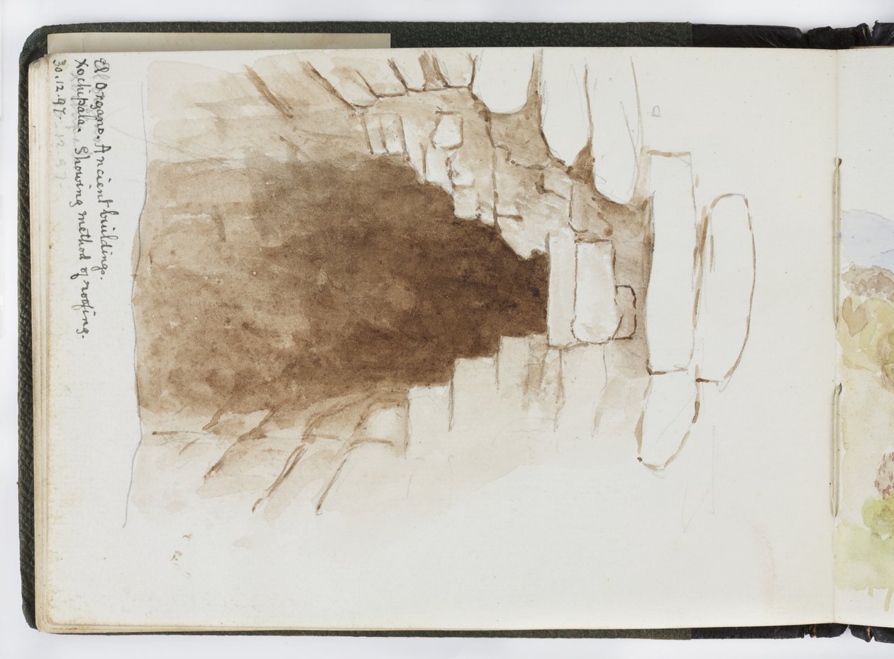 Caderno de desenhos de aquarelas, desenhos e notas, México,1896-1898 (aquarela) de Adela Breton