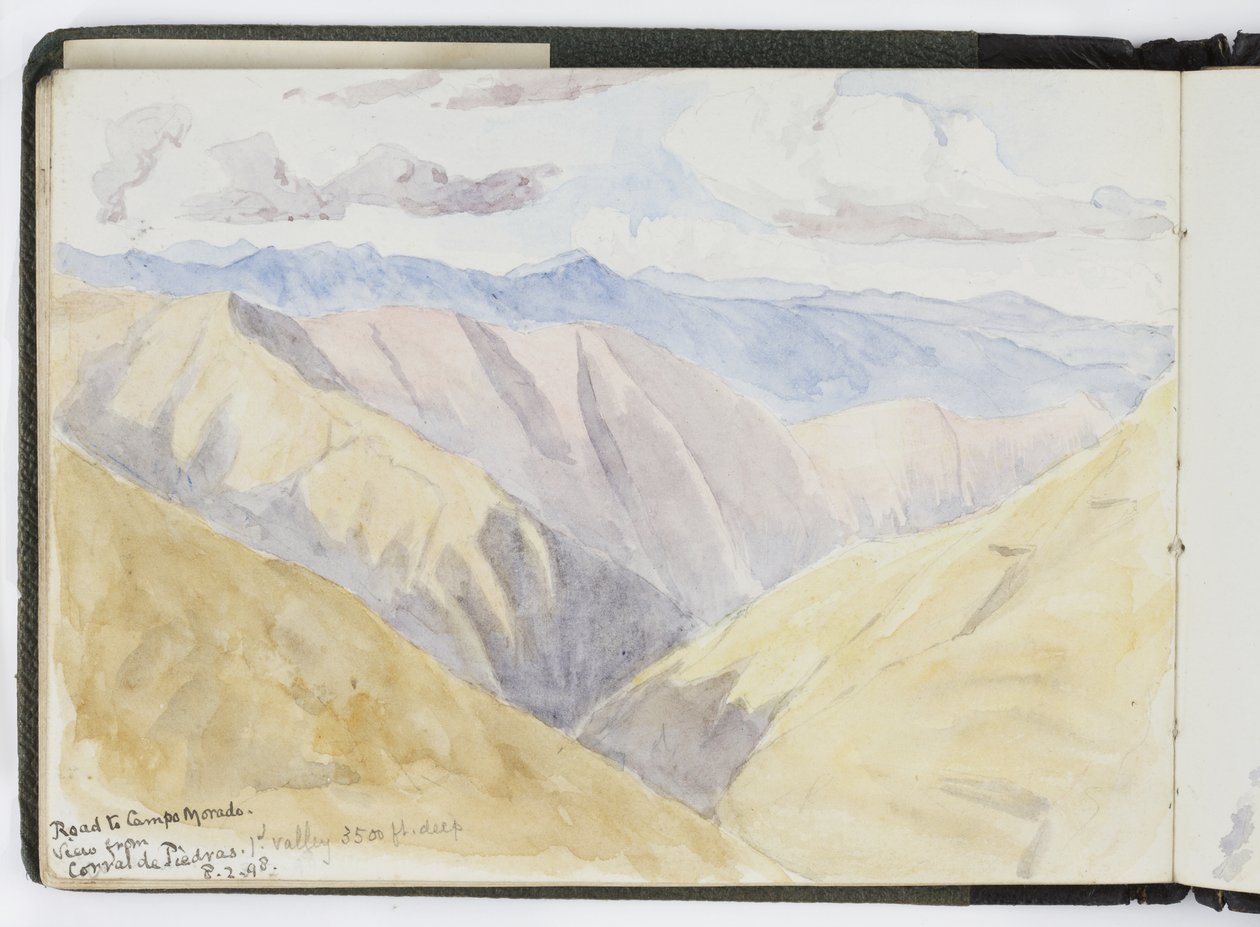 Caderno de desenhos de aquarelas, desenhos e notas, México,1896-1898 (aquarela) de Adela Breton