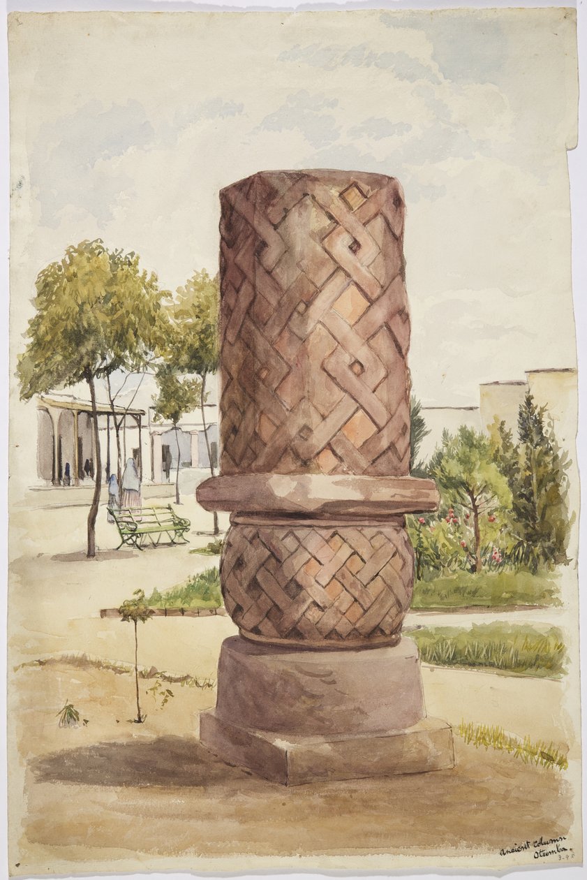 Estátua ou coluna em Otumba, México (aguarela) de Adela Breton
