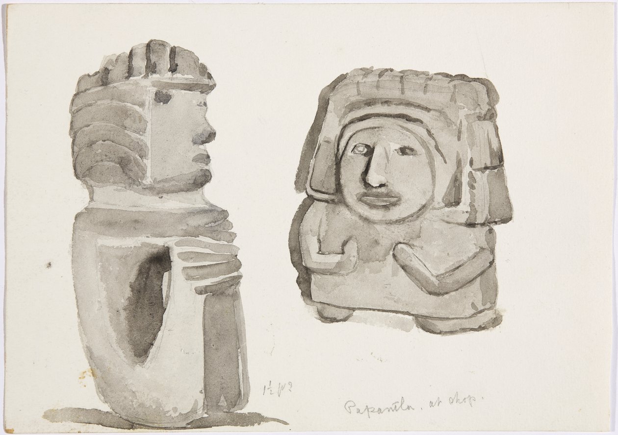 Figuras de pedra em Papantla, México (aguarela) de Adela Breton