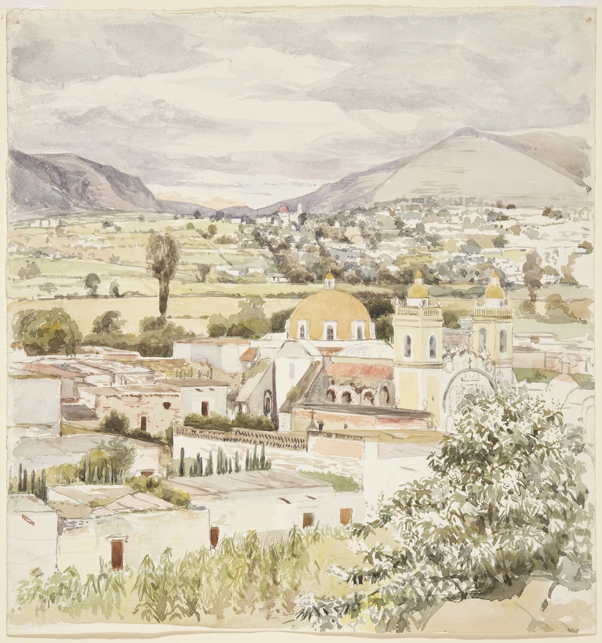 Cidade de Tlaxcala, México 1894 (aguarela) de Adela Breton