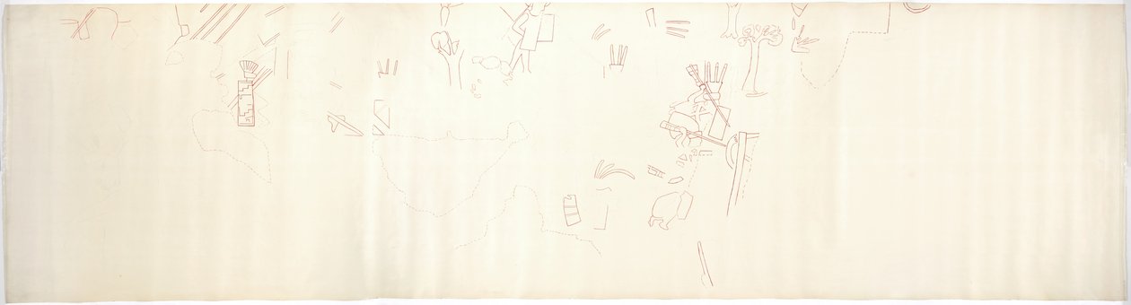 Traçado de uma pintura de parede de East Wall, Upper Temple of the Jaguars Chichen Itza, México (tinta vermelha e grafite) de Adela Breton