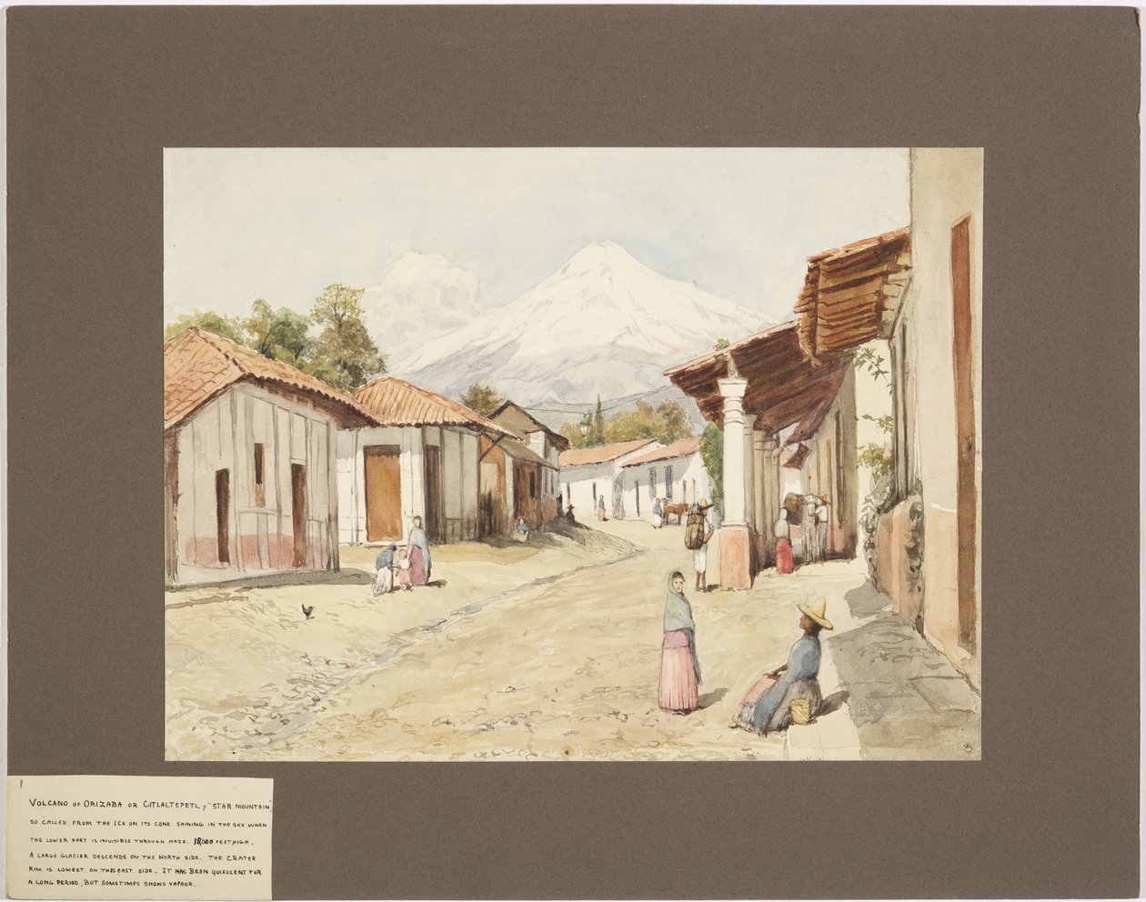 Vulcão de Orizaba ou Citlaltépetl - Montanha Estrela - Varacruz, México (aguarela) de Adela Breton