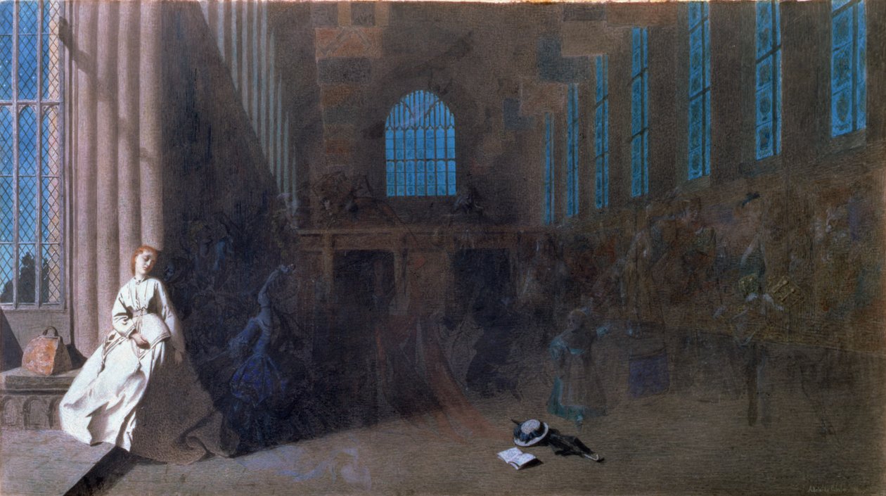 Dreams of the Past, Hampton Court (aguarela sobre papel) de Adelaide Claxton