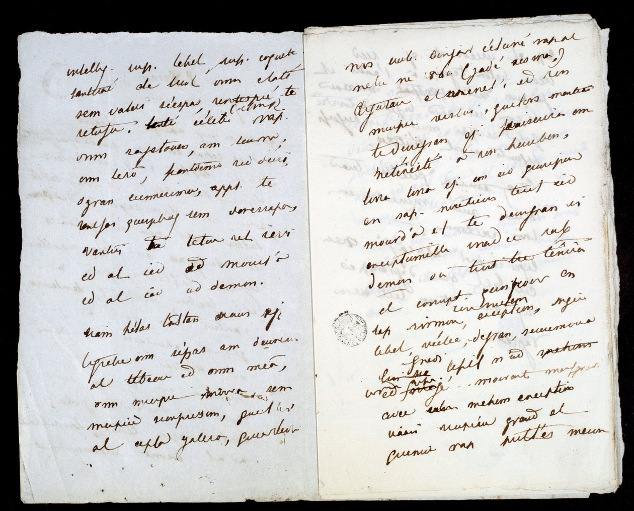 Manuscrito autógrafo de Adele Hugo (segunda filha de Victor Hugo de Adele Hugo