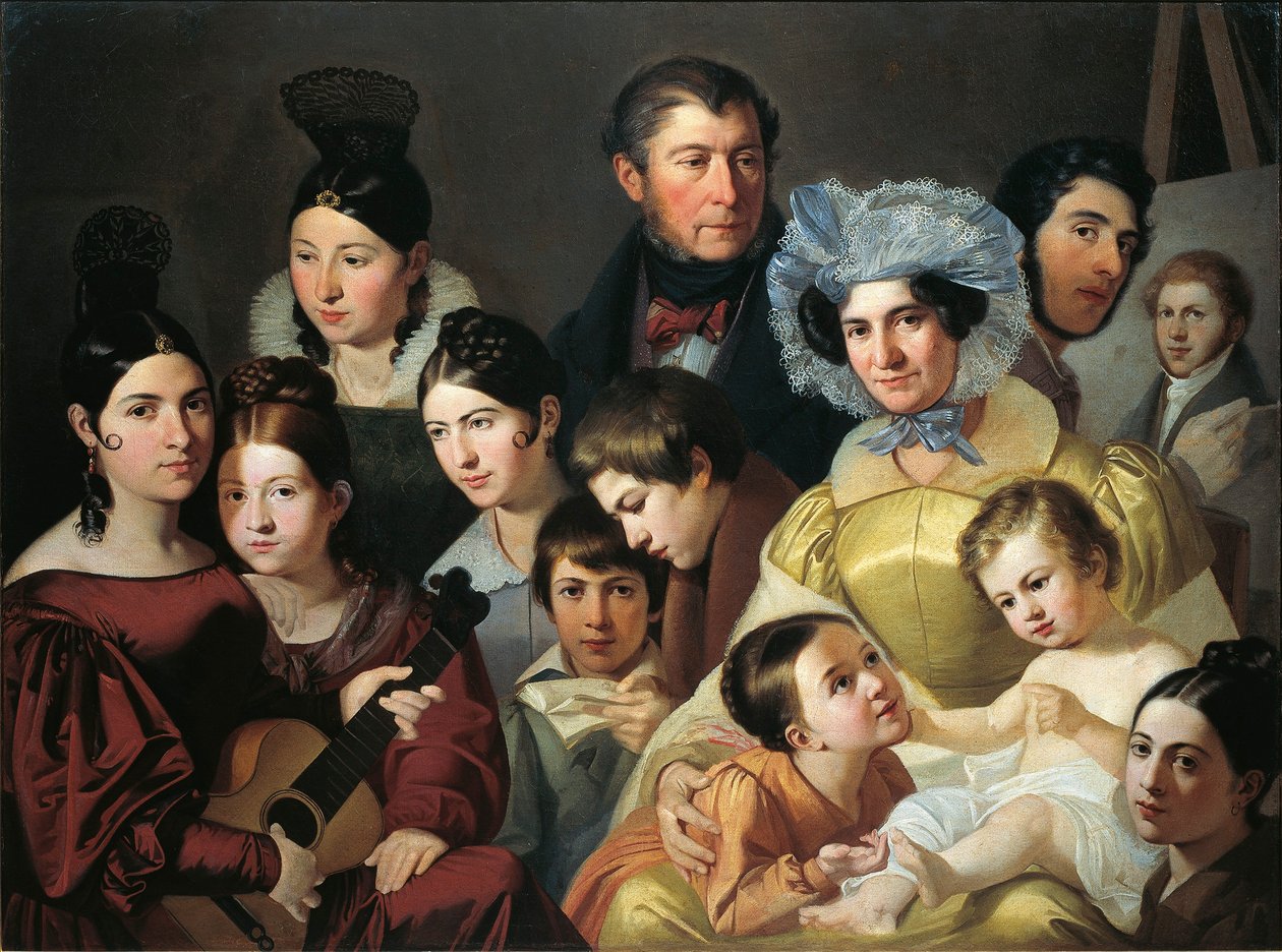 Família Malatesta em 1835 por Adeodato Malatesta, óleo sobre tela de Adeodato Malatesta or Malatesti