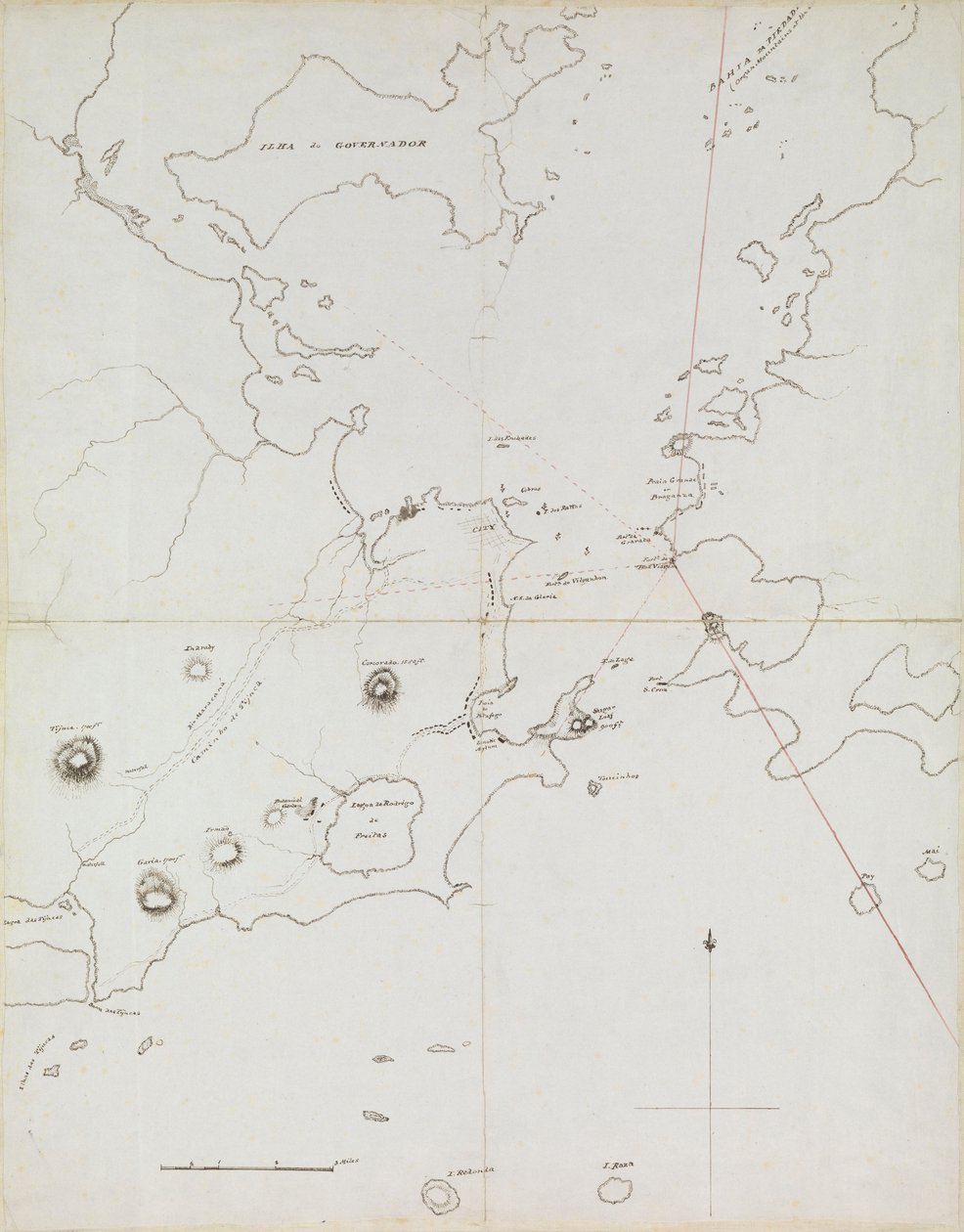 Carta do porto do Rio de Janeiro, Brasil, c.1849 (caneta, tinta) de Admiral Sir Edward Gennys Fanshawe