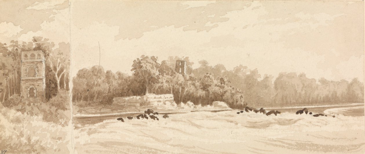 Torre em ruínas no local da antiga cidade do Panamá, destruída por Morgan, o Bucaneiro, em 1670, março de 1850 de Admiral Sir Edward Gennys Fanshawe