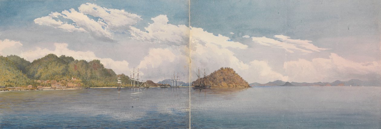 Taboga, Baía do Panamá - Ilhas de Perico, Colina sobre o Panamá c à distância, março de 1850 (aguarela) de Admiral Sir Edward Gennys Fanshawe