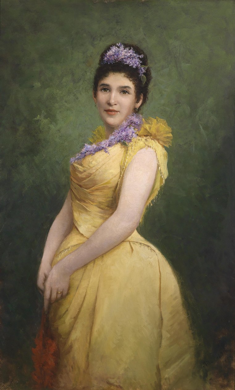 Senhora de vestido amarelo e lilás no cabelo de Adolf Echtler