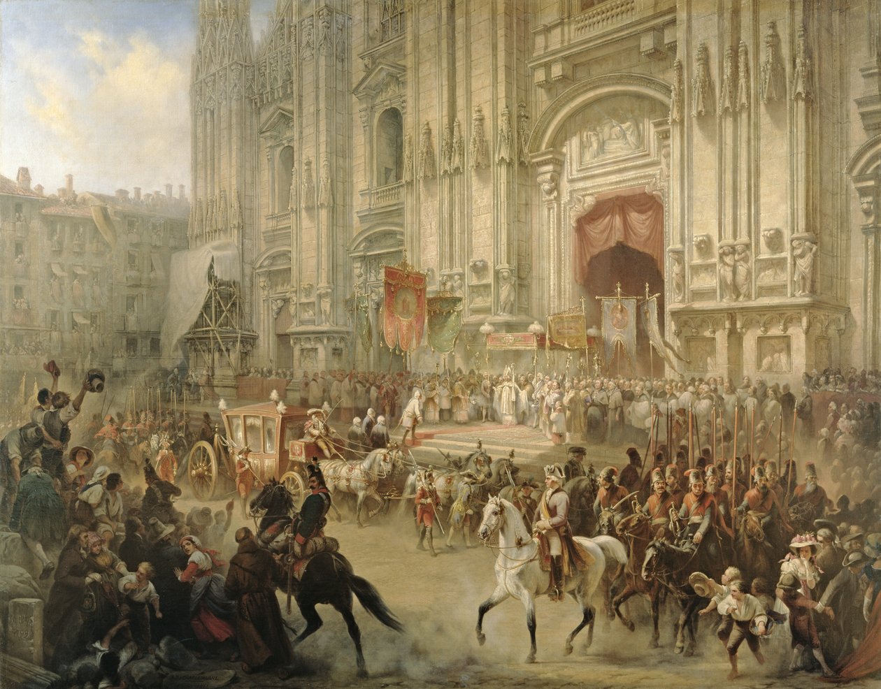 Recepção cerimonial do marechal de campo Alexander Suvorov em Milão em abril de 1799, c.1850 de Adolf Jossifowitsch Charlemagne