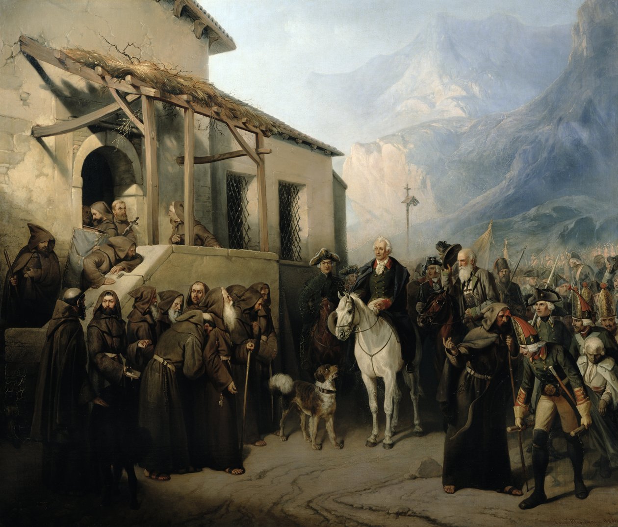 Marechal de campo Alexander Suvorov na cimeira de St Gothard, 13 de setembro de 1799, 1855 de Adolf Jossifowitsch Charlemagne