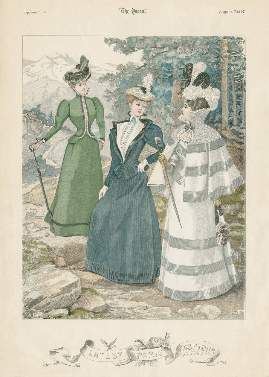 Últimas modas de Paris, ilustração da rainha, 7 de agosto de 1897 de Adolf Karol Sandoz