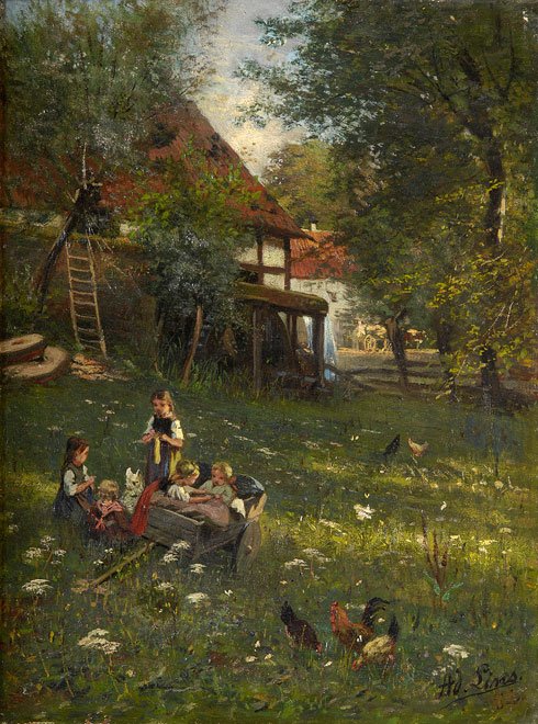 Crianças, tocando, em, a, schwalm de Adolf Lins