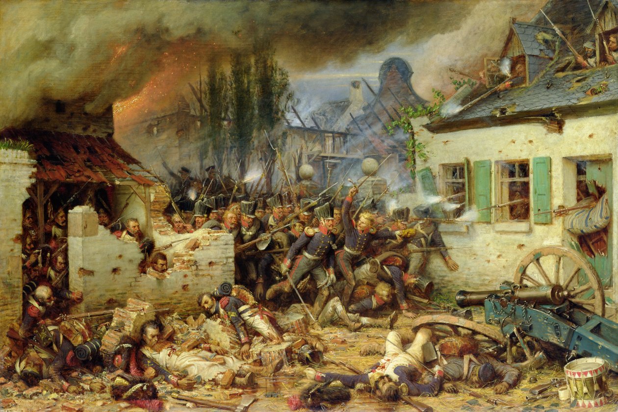Atacando os prussianos em Plancenoit na batalha de Waterloo, 1863 de Adolf Northern