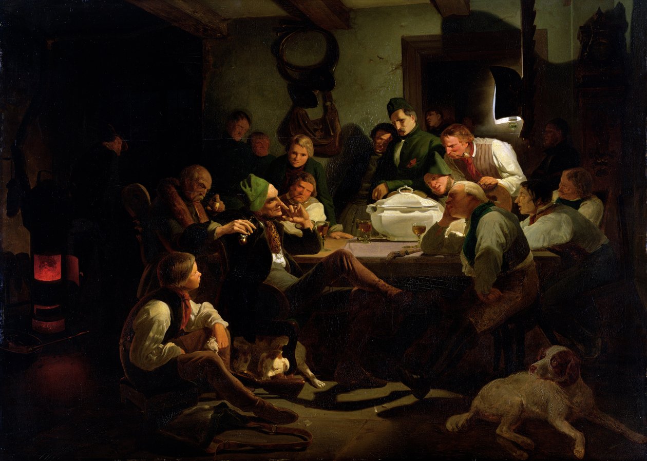 Munchhausen conta seus contos de caça, 1842 de Adolf Schrodter