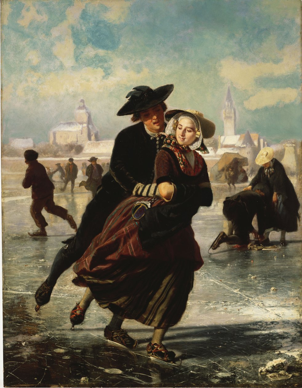 Amantes de Patinação de Adolf Alexander Dillens