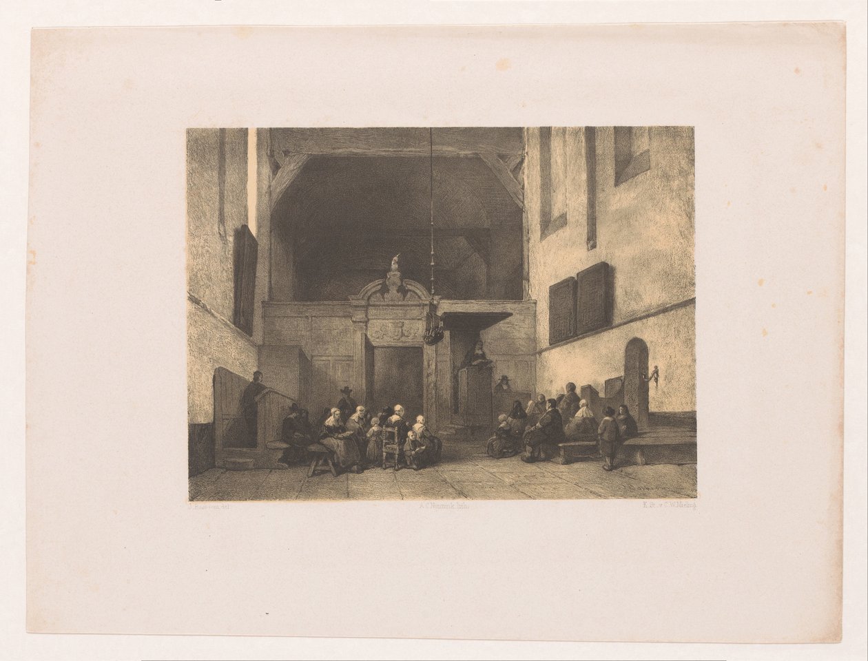 Interior da igreja com figuras de Adolf Carel Nunnink