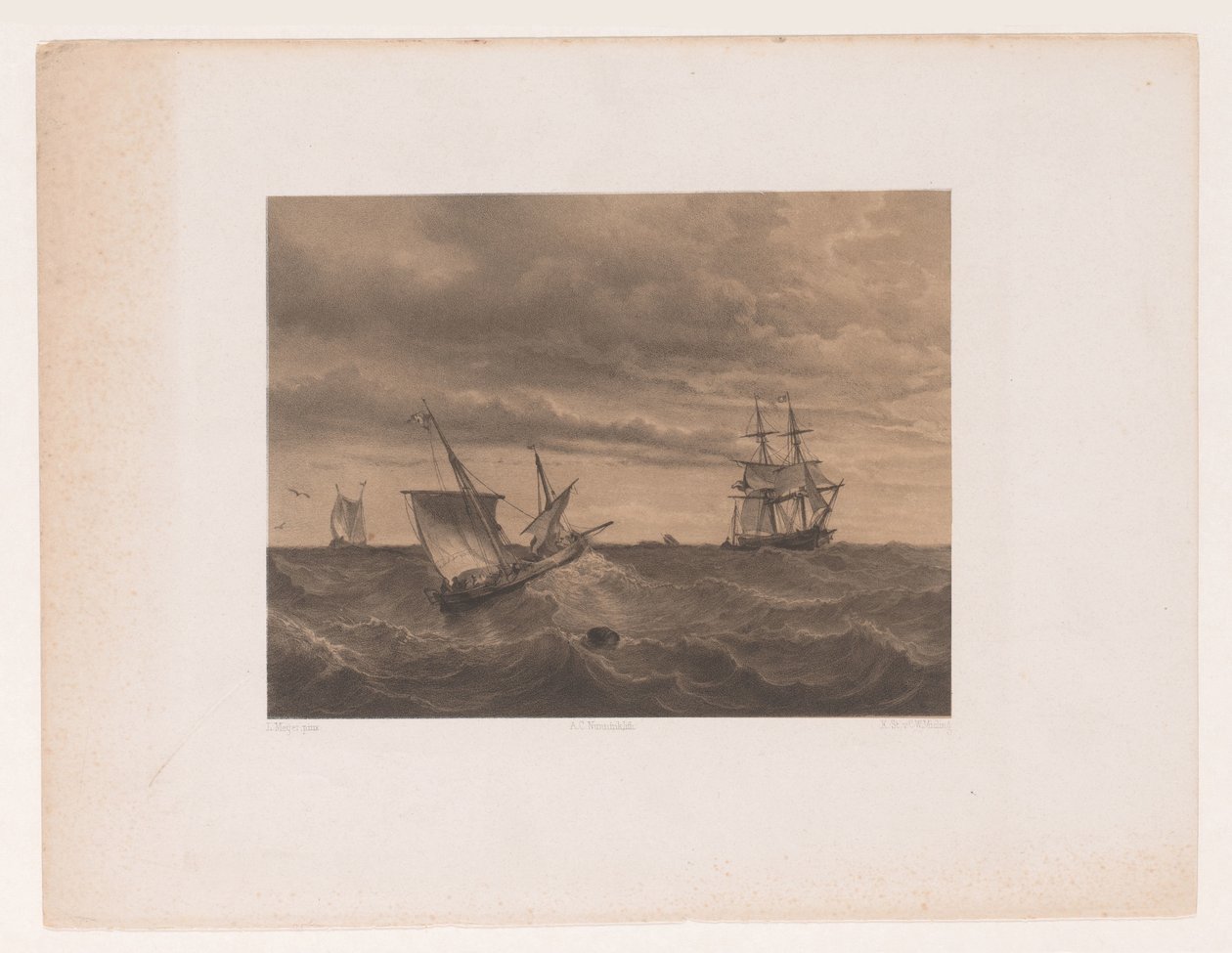 Veleiros no mar selvagem de Adolf Carel Nunnink