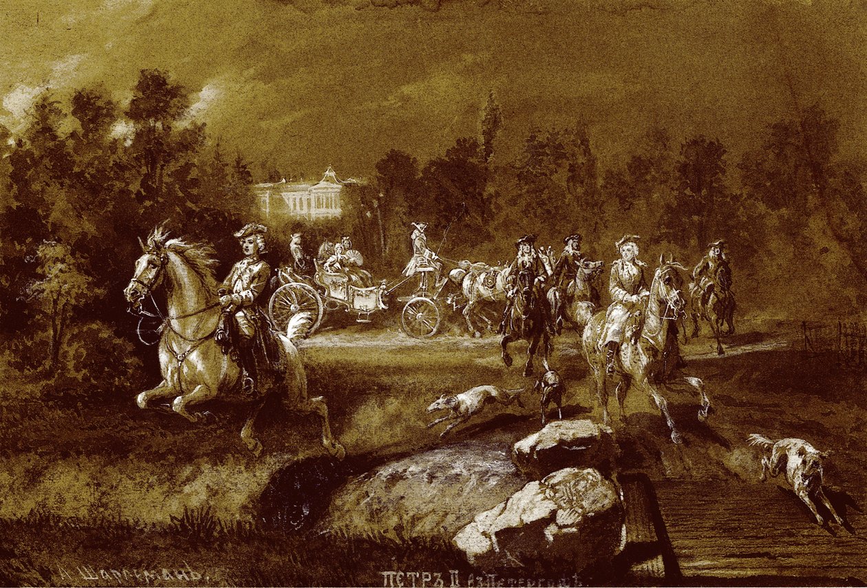 Pedro II em Peterhof de Adolf Charlemagne