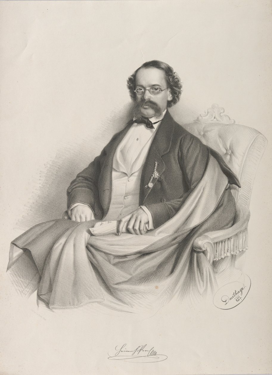 Retrato do violinista e compositor Heinrich Proch 1809-1878, 1857. de Adolf Dauthage
