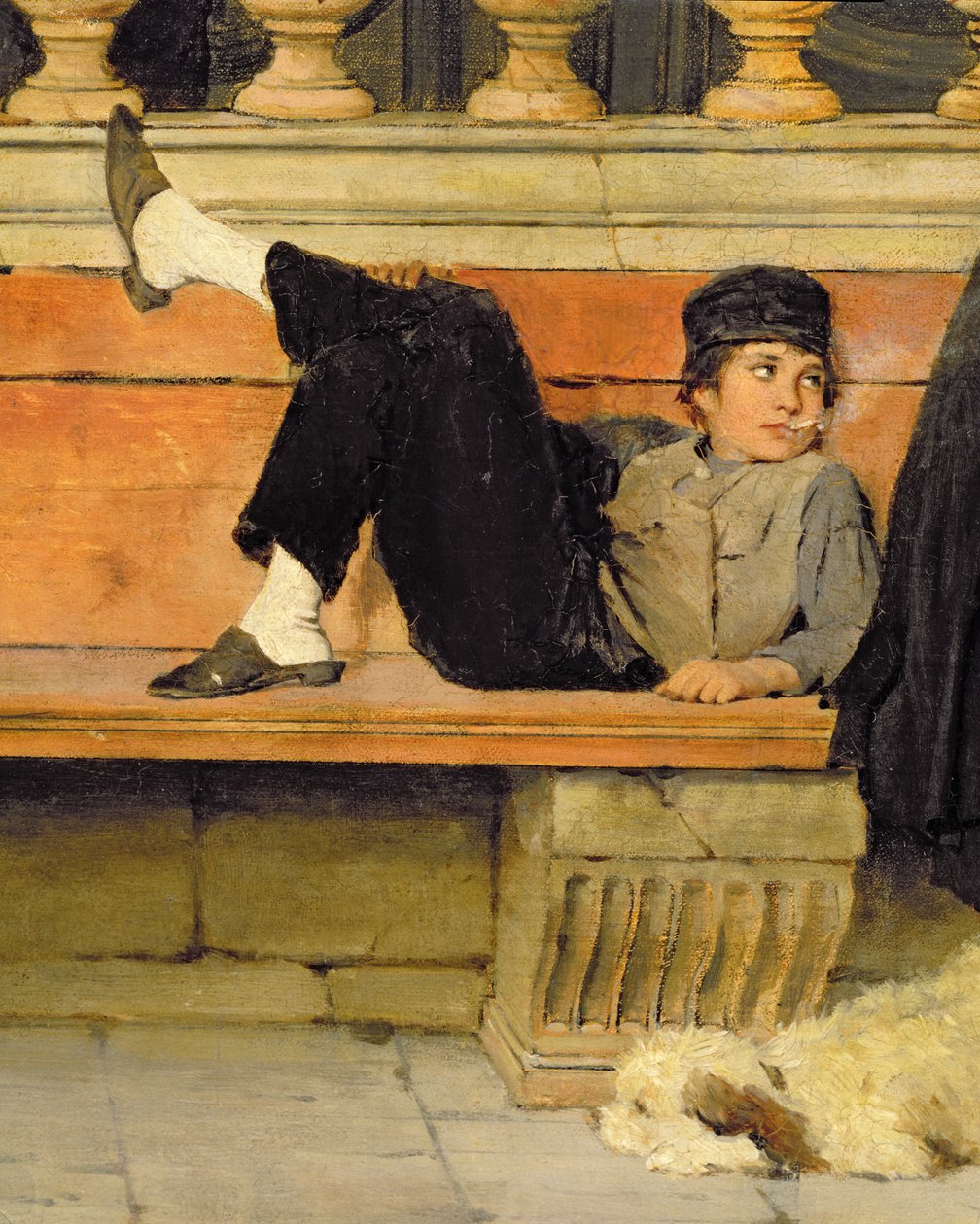 St. Marks, Veneza, detalhe de um menino fumando óleo sobre tela detalhe de 100405 de Adolf Echtler