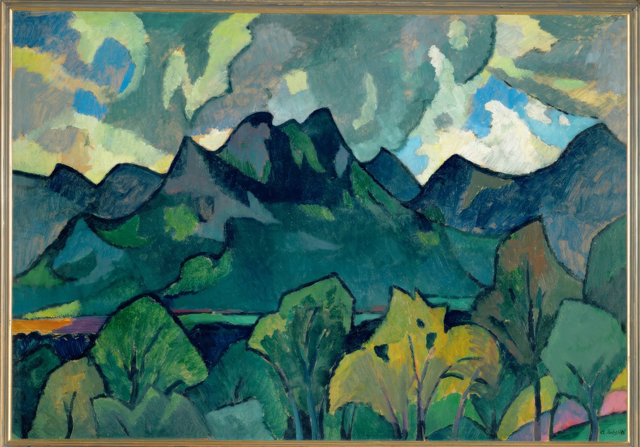 Paisagem da montanha alta da Baviera perto de Brannenburg de Adolf Erbslöh