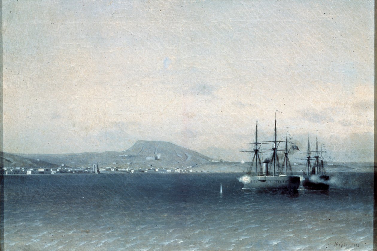 A frota turca bombardeou a cidade de Feodosiya em 1878